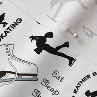  Figure Skates Design with Text and Silhouettes on White