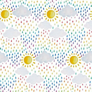 Rainbow Rain Sun Shower (White)