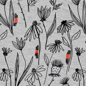 woollybears and floral on heathered gray small