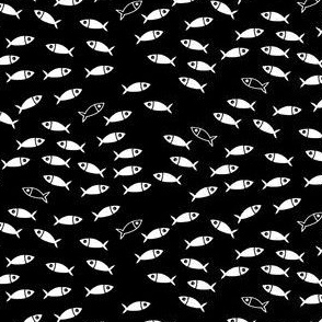 Arctic  Fish - White on Black