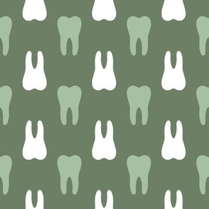 Dentistry Christmas teeth  - green on green