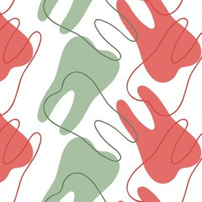 Tooth Christmas Cookie Cutter -  red & green