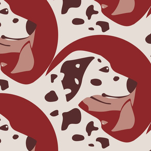 Yin Yang Dogs Puzzle Tessellation- Dalmatian and Doberman- White, Brown, Rust, Fawn- Large Scale