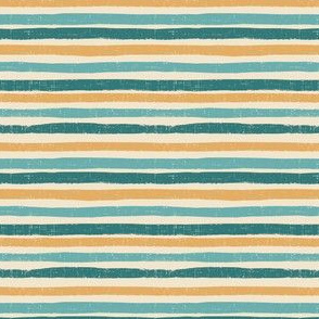 Vintage Retro Stripe - Teal tan beige