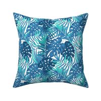 Tropical leaves - blue