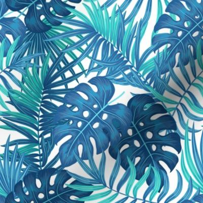 Tropical leaves - blue