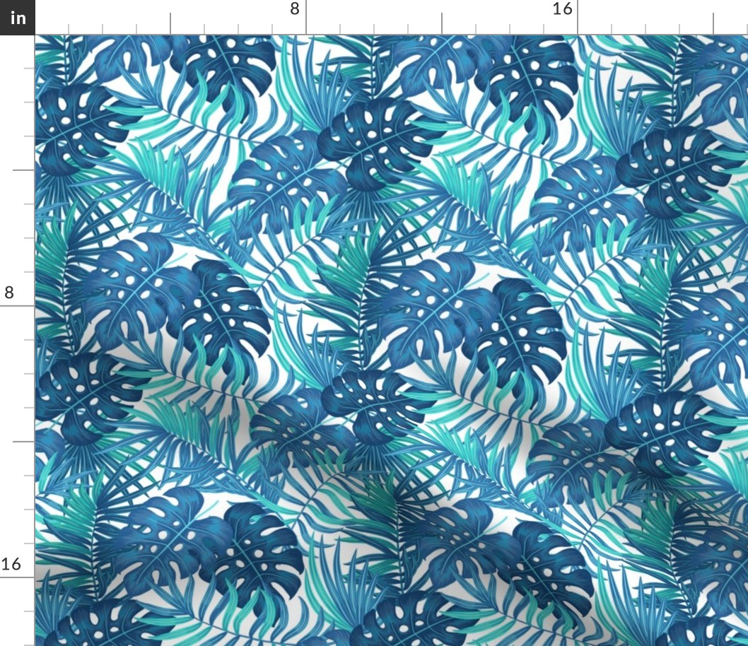 Tropical leaves - blue