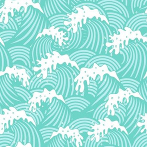 Ocean waves - light blue-mint