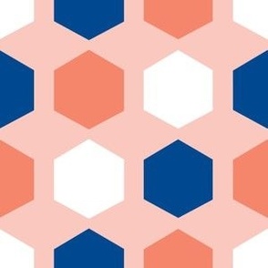 Geometric (Bears) hexagons - solid on pink