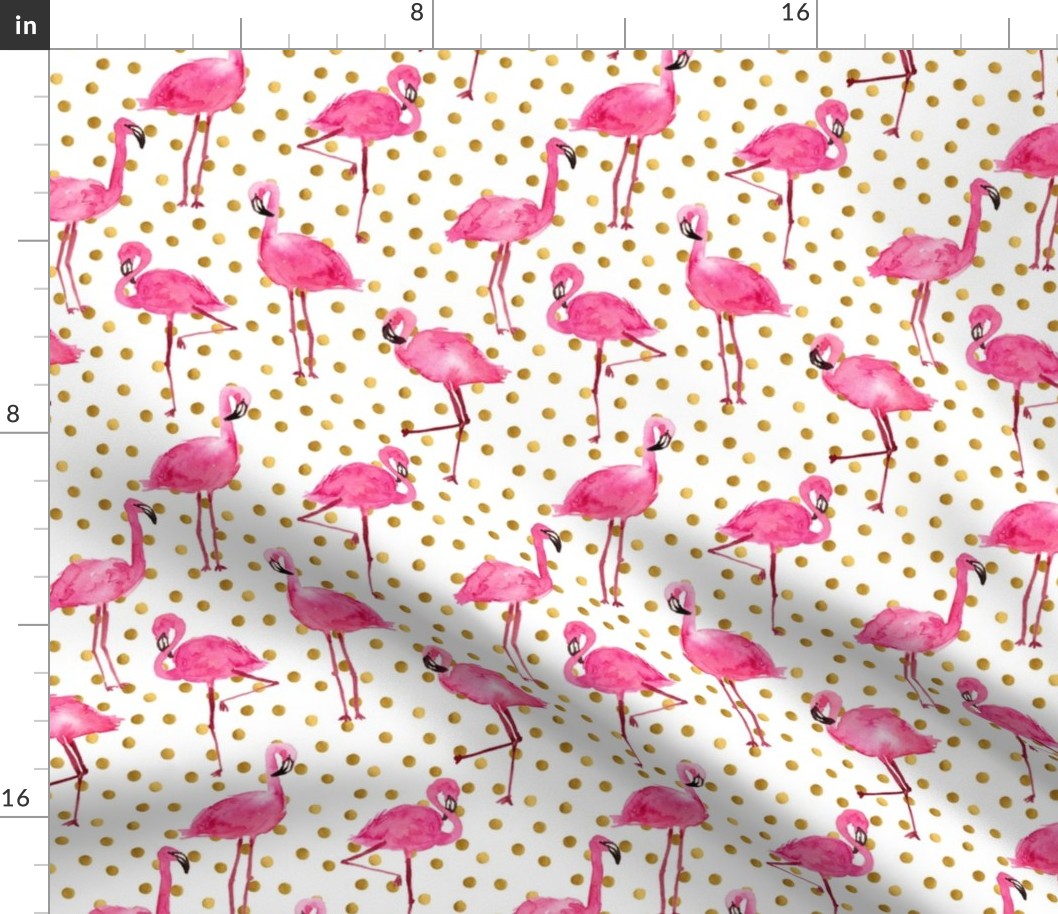 pink flamingos with golden dots