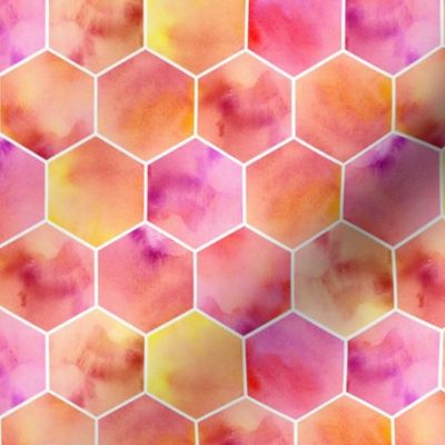 warm colors hexagons