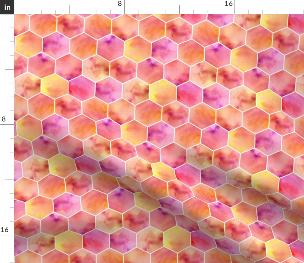 warm colors hexagons