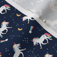 Magical universe rainbow constellation unicorn and shooting stars kids nursery design navy pink SMALL 
