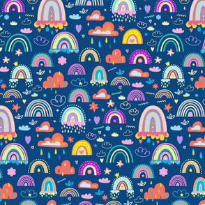 Boho pattern of rainbows