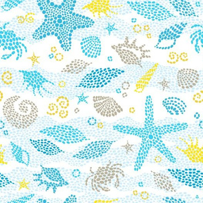 Light blue pattern with sea elements from drops.
