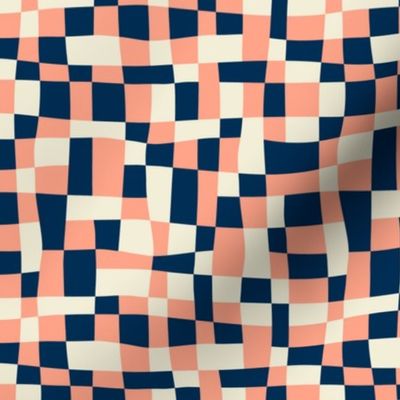 Uneven squares, pink-navy plaid