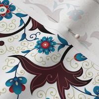 Blue and Brown Floral Decoration. Arabic Ornaments