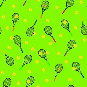 Tennis Racquets and Balls-Neon Green