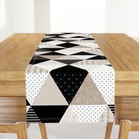 6" triangle wholecloth: black and taupe patterns