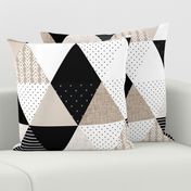 6" triangle wholecloth: black and taupe patterns