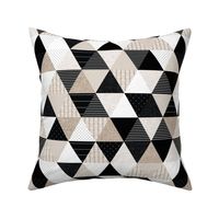2" triangles: black and taupe patterns