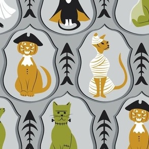 Halloween Cats Gray Frames Large