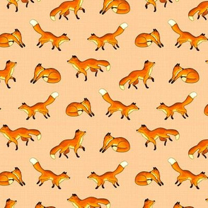 Free Frolicking Foxes on Peachy Tan - Small Scale