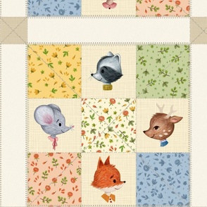 Woodland friends patchwork - large scale