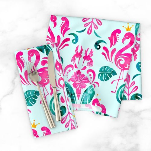 Hot pink flamingo damask - large scale