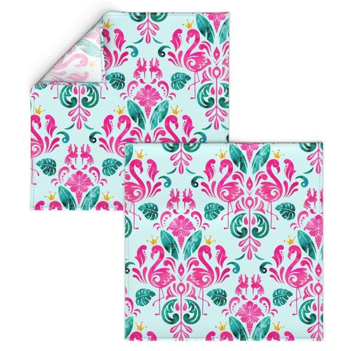 Hot pink flamingo damask - large scale