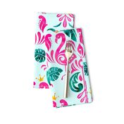 Hot pink flamingo damask - large scale