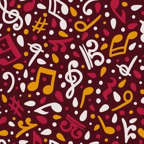 Music notes - burgundy - small scale