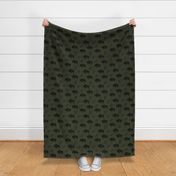 distressed buffalo - black on olive green linen LAD20BS