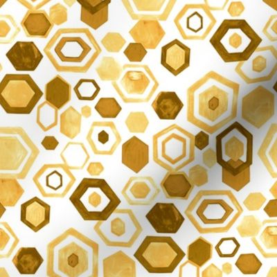 Gouache Hexagons - Yellows - Medium Scale