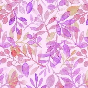 watercolor pink leaves