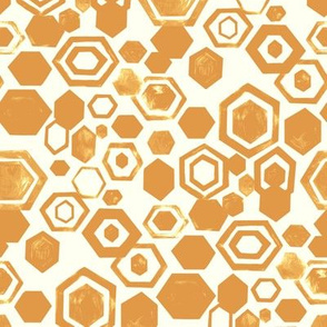 Gouache Hexagons - Mustard Orange - Medium Scale