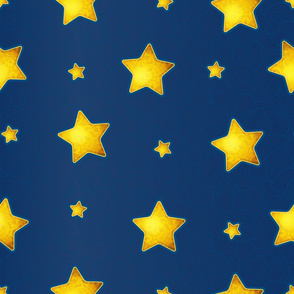 Gold Christmas Stars On Blue Background