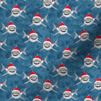 (small scale) santa sharks - blue - christmas shark - LAD20BS