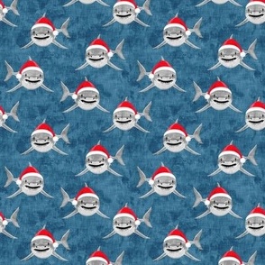 (small scale) santa sharks - blue - christmas shark - LAD20BS