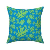 Funky tropical leaf pattern! (green & deep sky blue)