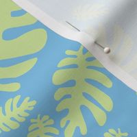 Funky tropical leaf pattern! (light lime & light sky blue)
