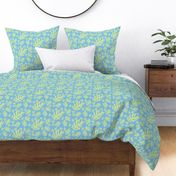 Funky tropical leaf pattern! (light lime & light sky blue)