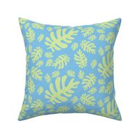 Funky tropical leaf pattern! (light lime & light sky blue)