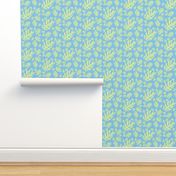 Funky tropical leaf pattern! (light lime & light sky blue)