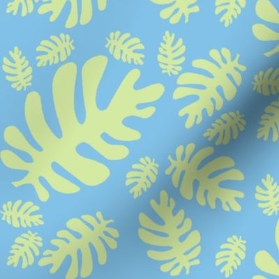 Funky tropical leaf pattern! (light lime & light sky blue)