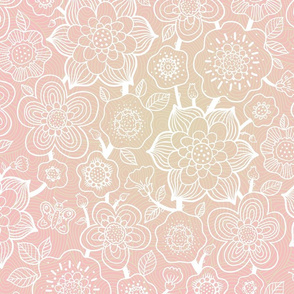 Pink pastel pattern with floral ornament 