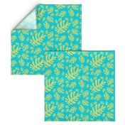 Funky tropical leaf pattern! (light lime & deep aqua)