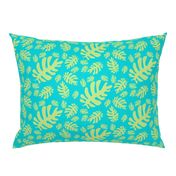 Funky tropical leaf pattern! (light lime & deep aqua)