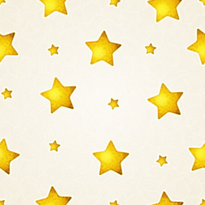 Gold Christmas Stars On Beige Background