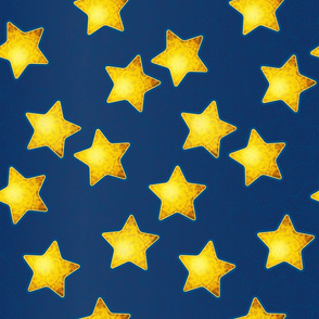 Gold Christmas Stars On Blue Background